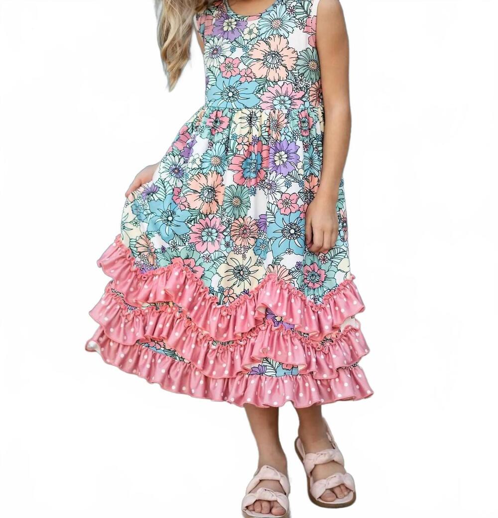 NEW ADORABLE SWEETNESS girls floral ruffle dress in pastel pink
